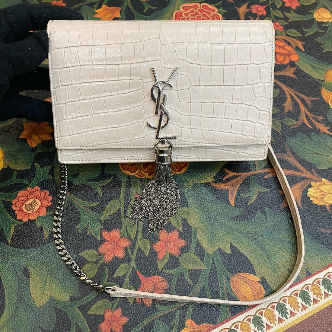 YSL Kate monogram patent leather clutch